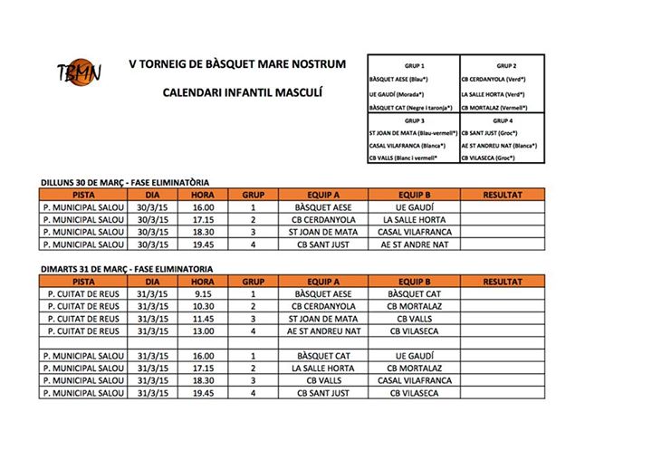 Horaris Infantil masculí